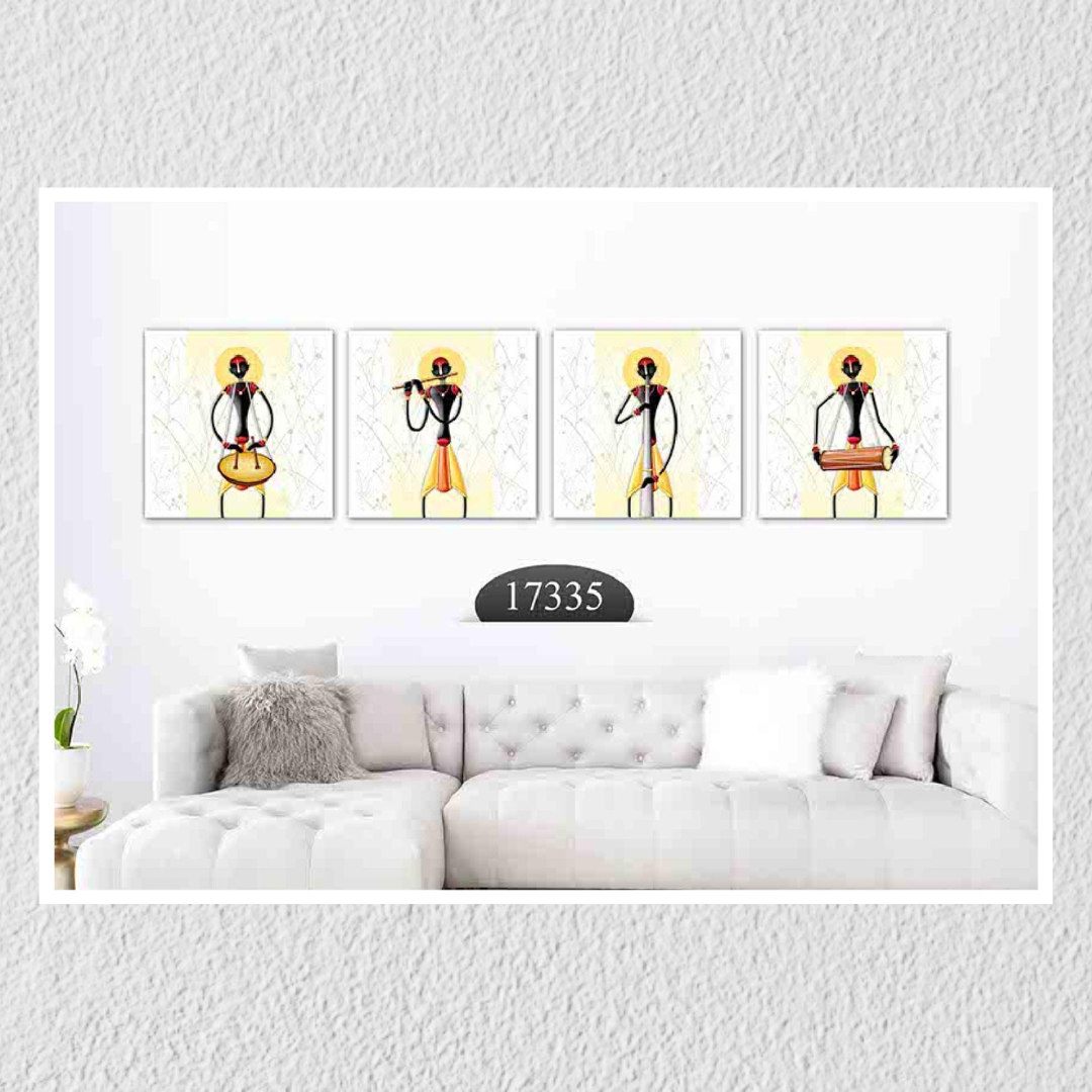 Playing Instruments Art, Set Of 4