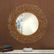 Zig Zag Pattern Wall Hanging Circle Mirror