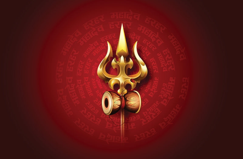 Golden Shiv Trishul Self Adhesive Sticker Poster