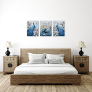 Blue White Peacock Floral, Set Of 3