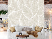 Golden Leaves Line art Customized Wallpaper