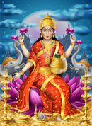 Laxmi With Elephands Self Adhesive Sticker Poster