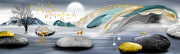 Golden Deers In Lake Painting Self Adhesive Sticker For Table