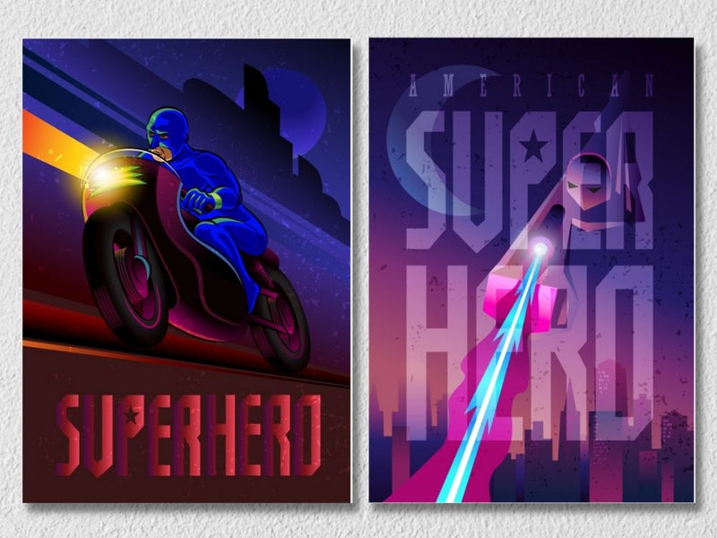 Superhero Wall Art, Set Of 2