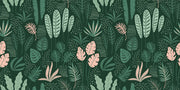 Green Pink Leafs Design Self Adhesive Sticker For Cabinet