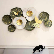 Butterfly on Floral Bunch Metal Wall Art