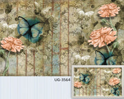 Pink flower and butterfly art