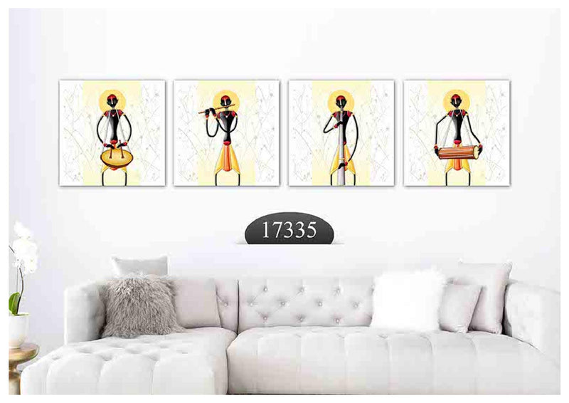 Playing Instruments Art, Set Of 4