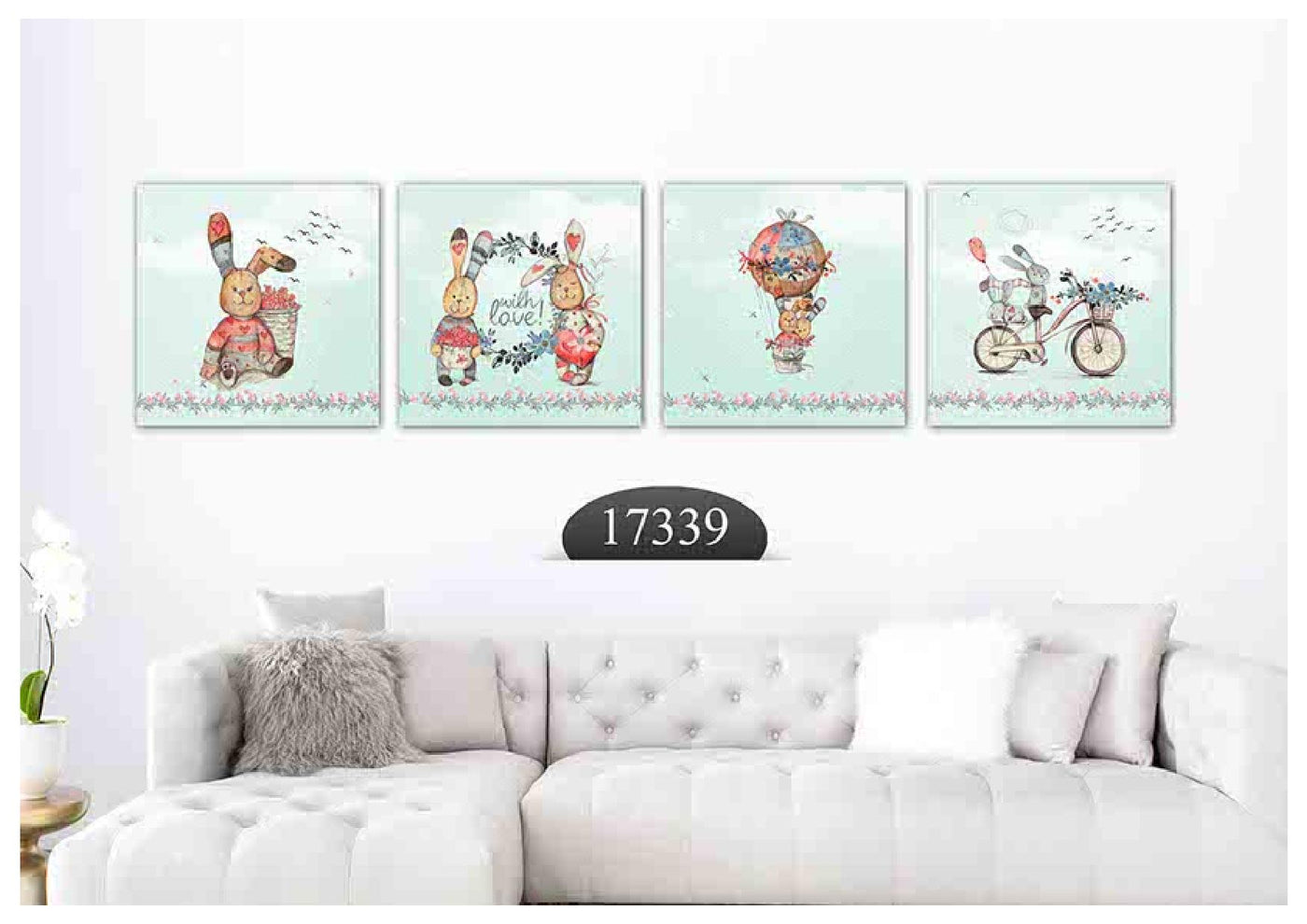 Cute Rabbit Art, Set Of 4