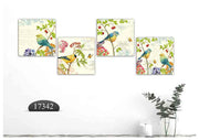 Cute Bird Plant Art, Set Of 4