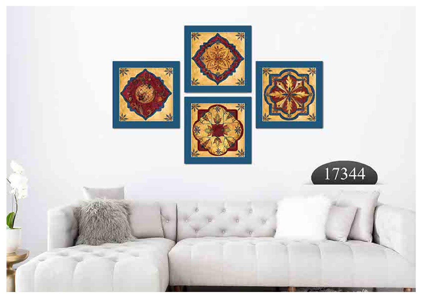 Blue Red Art, Set Of 4