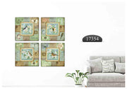 Birds Blue Green Art, Set Of 4