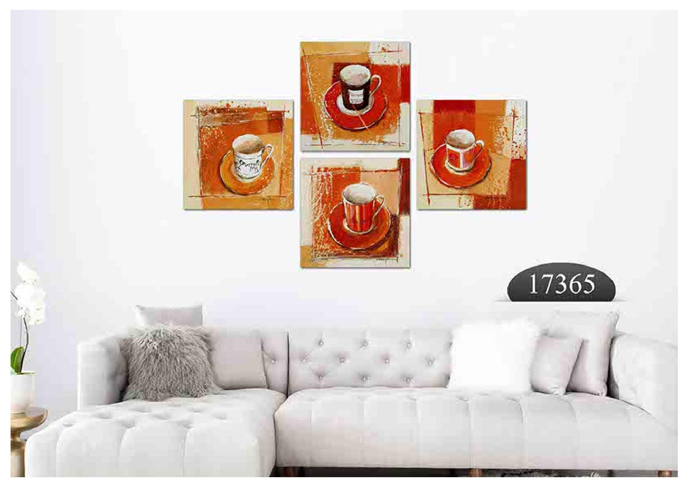 Orange Mugs, Set Of 4