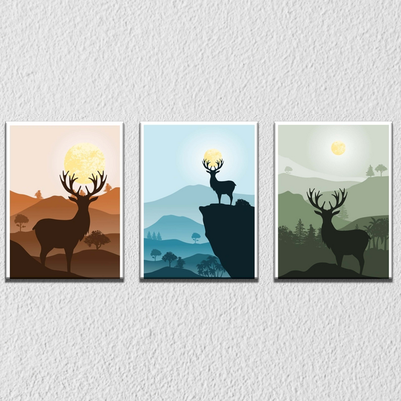 Deer Inspired Wall Art 4, Set Of 3
