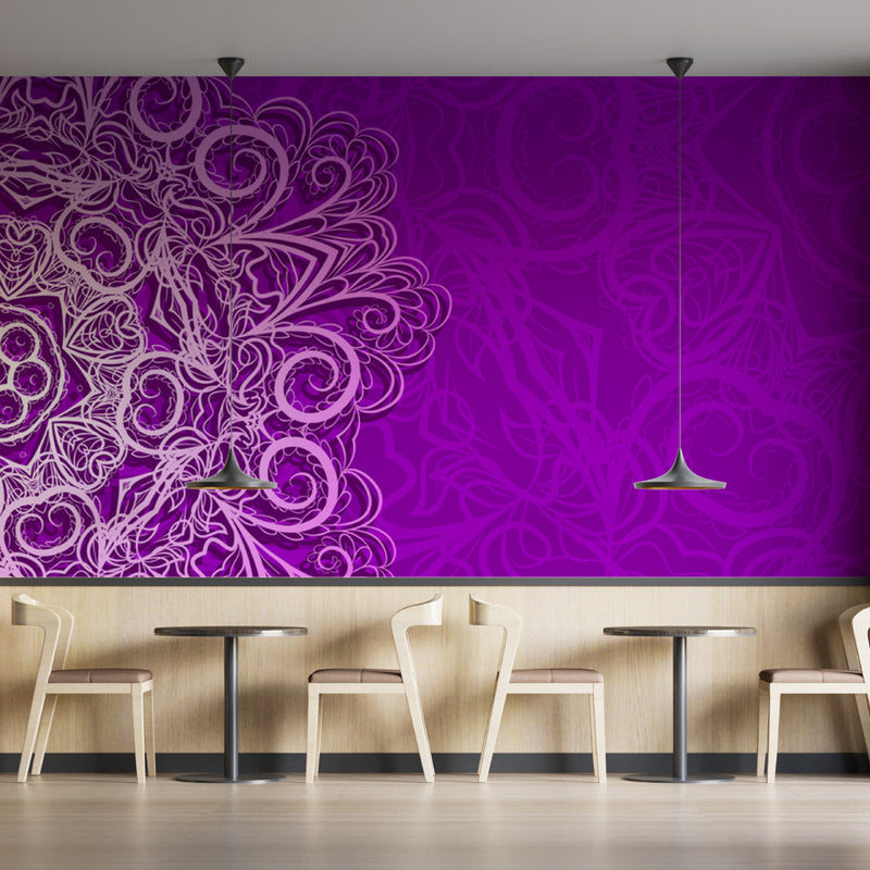 Purple Flower Pattern Wallpaper