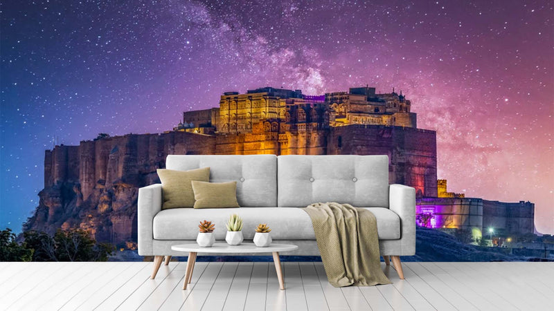Purple Night Mehrangarh Fort Rajasthan Wallpaper