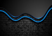 Blue Rays Art On Black Wall Self Adhesive Sticker For Table