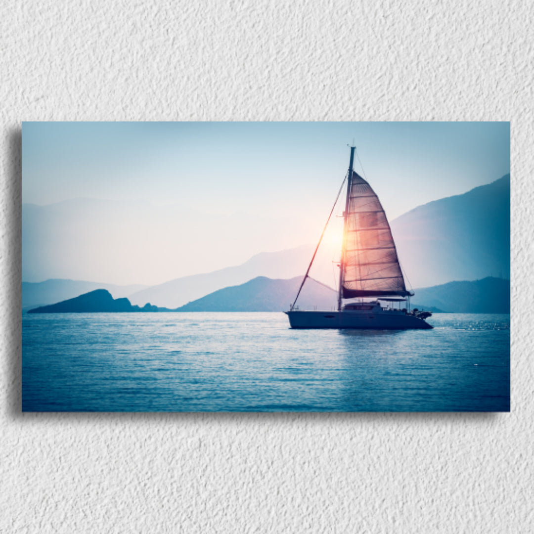 Sunset & Sailboat Painting