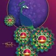 Peacock With Diya Art Self Adhesive Sticker For Refrigerator