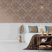Milan Non Woven Rose Gold Damask Wallpaper