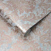 Milan Non Woven Rose Gold Damask Wallpaper