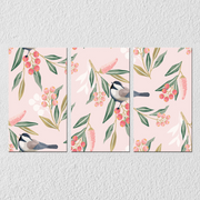 Cherry Twigs and Bird Wall Art, Set Of 3