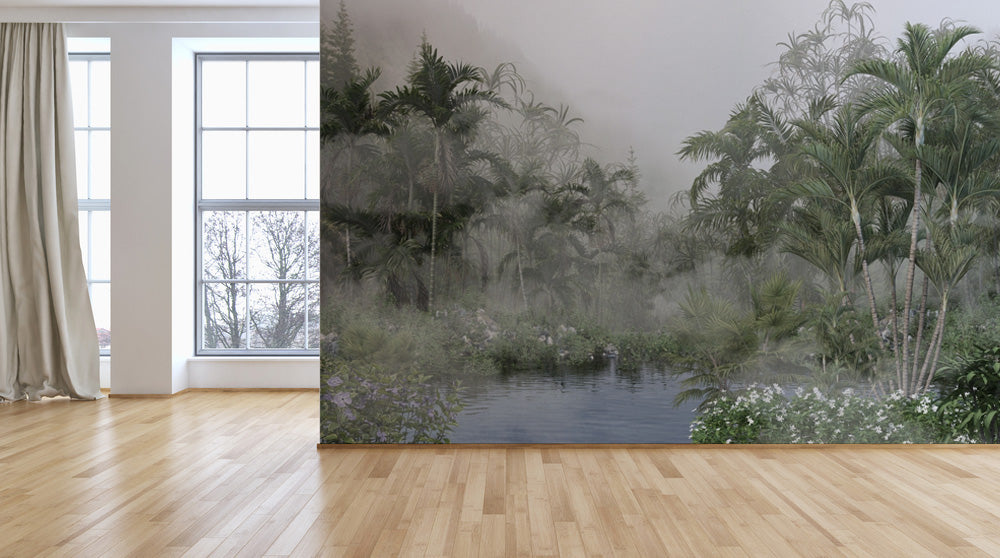 Tropical Lake Forest Wallpaper