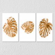 Brown Monstera Leaf Wall Art, Set Of 3