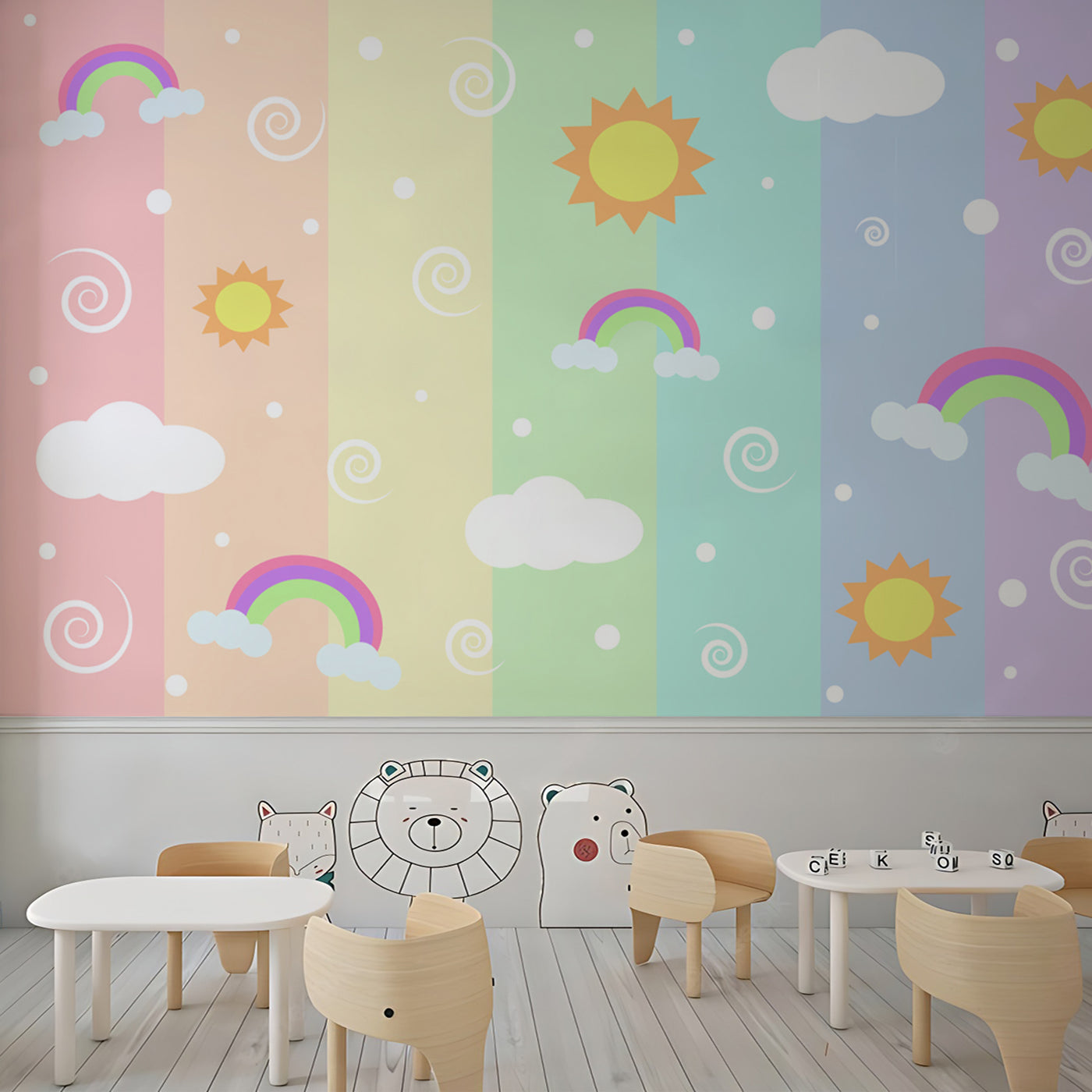 Multi Coloured School Wallpaper