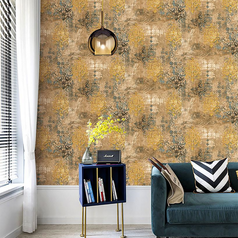 Romania Traditional Golden Damask Wallpaper