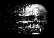 White Faded Skull Self Adhesive Sticker Poster