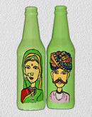 Rajasthani Couple Bottle Art  (Set of 2)