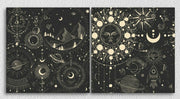 Black Golden Moon Phases, Set Of 2