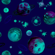 Green Planets In Space Self Adhesive Sticker For Wardrobe