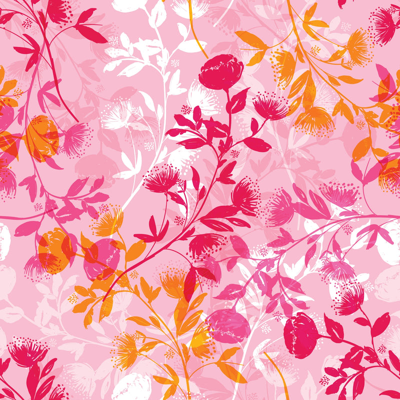 Pink Flower Floral Self Adhesive Sticker For Cabinet