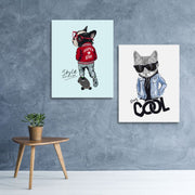 Stay Cool Cat Art, Set Of 2