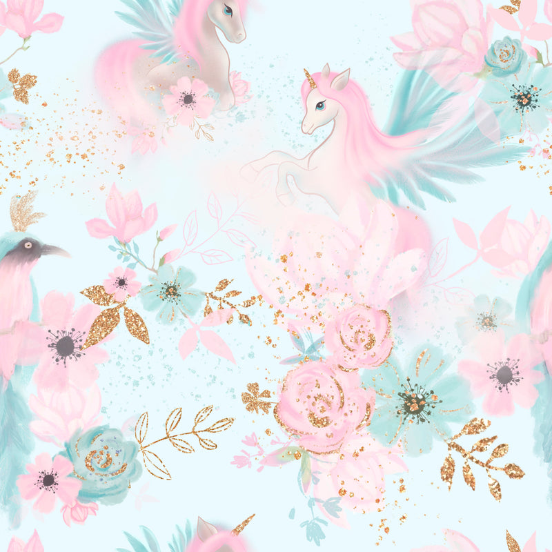 Floral Unicorn School Wallpaper