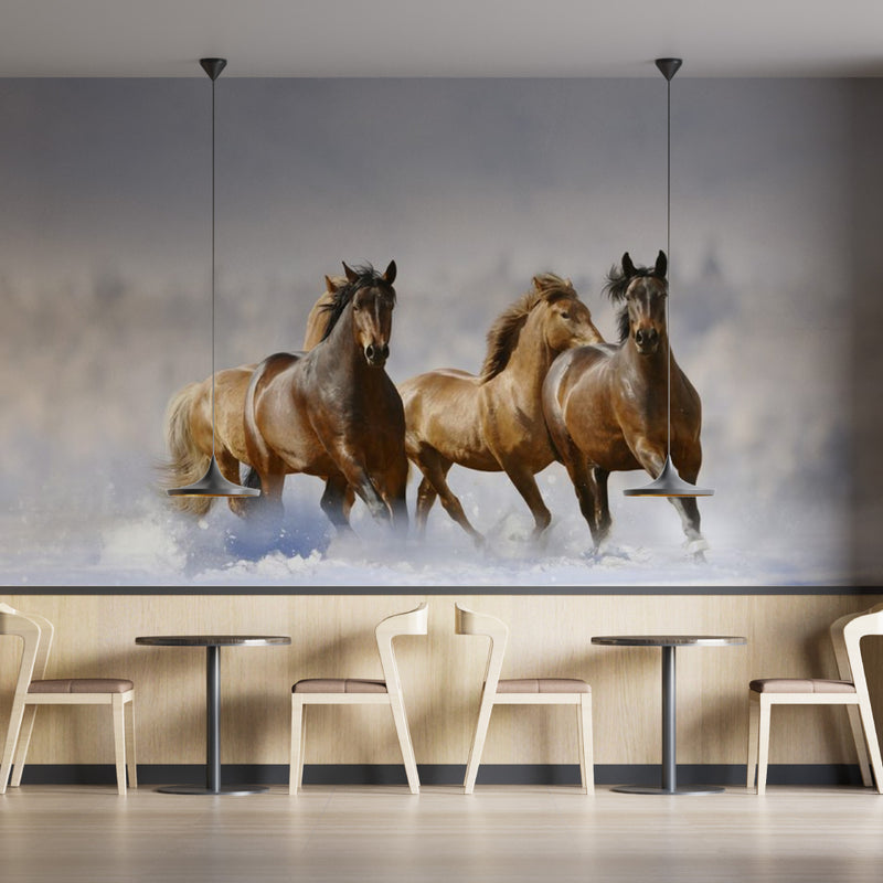 3 Horses Running Art Wallpaper