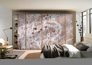 White Plants No Leafs Painting Self Adhesive Sticker For Wardrobe