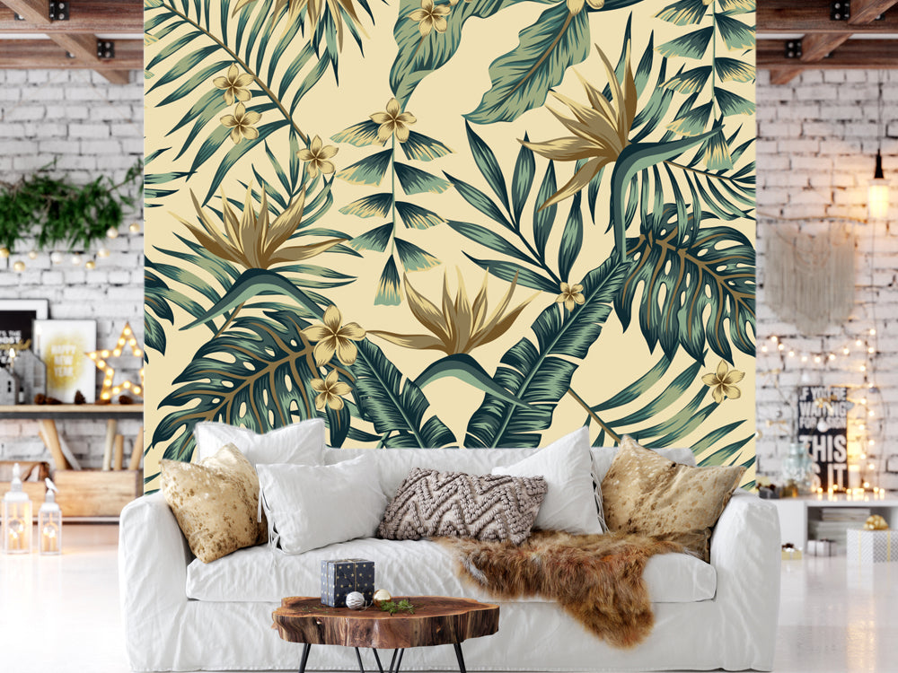 Vector Seamless Pattern Decorative Foliage Customized Wallpaper