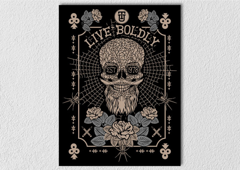 Live Boldly Skeleton Art