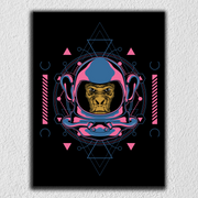 Monkey Pink Blue Space Art