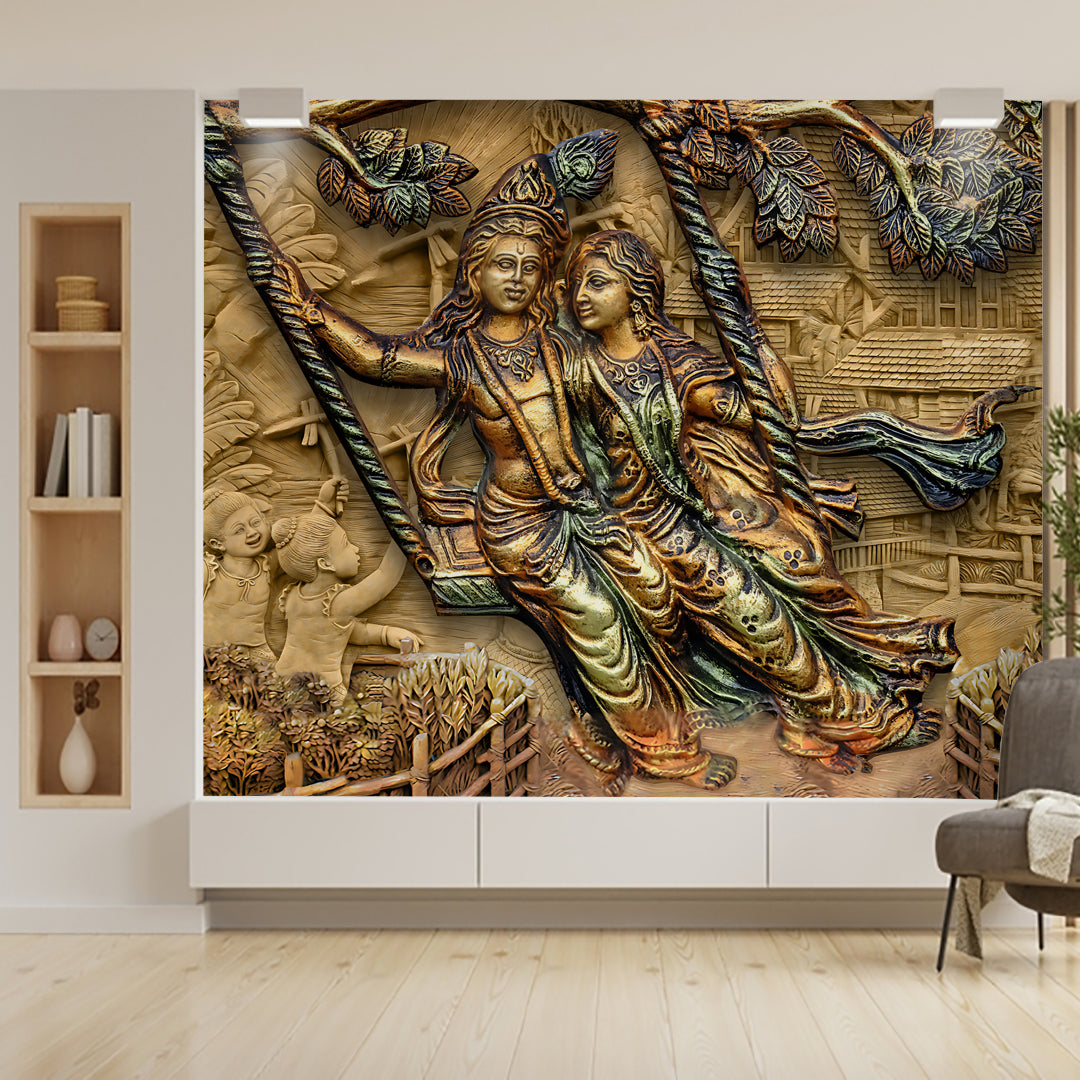 Radha Krishna Stone Art Wallpaper