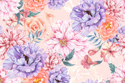 Purple And Pink Floral Self Adhesive Sticker For Cabinet
