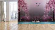 Tropical Beautiful Swans Wallpaper