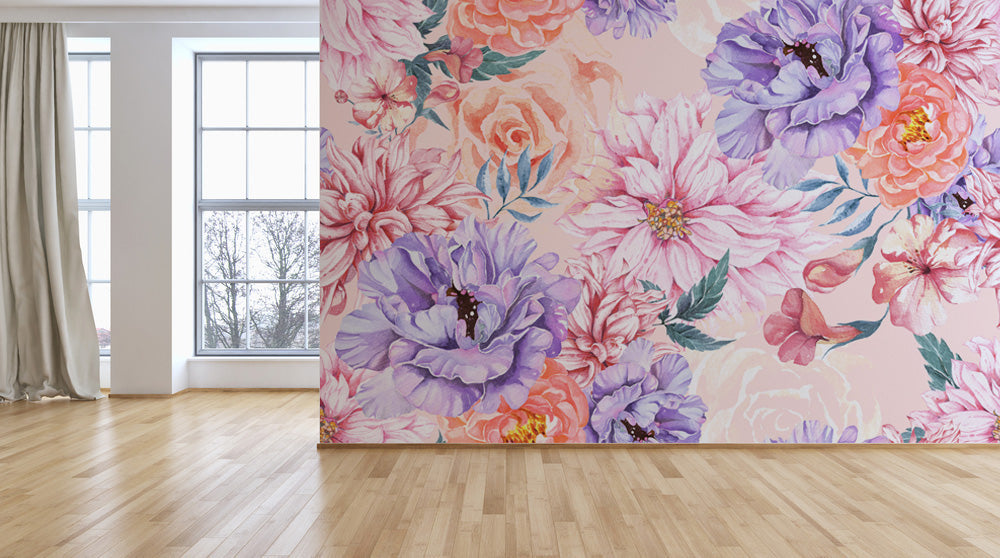 Tropical Contrasting Floral Wallpaper