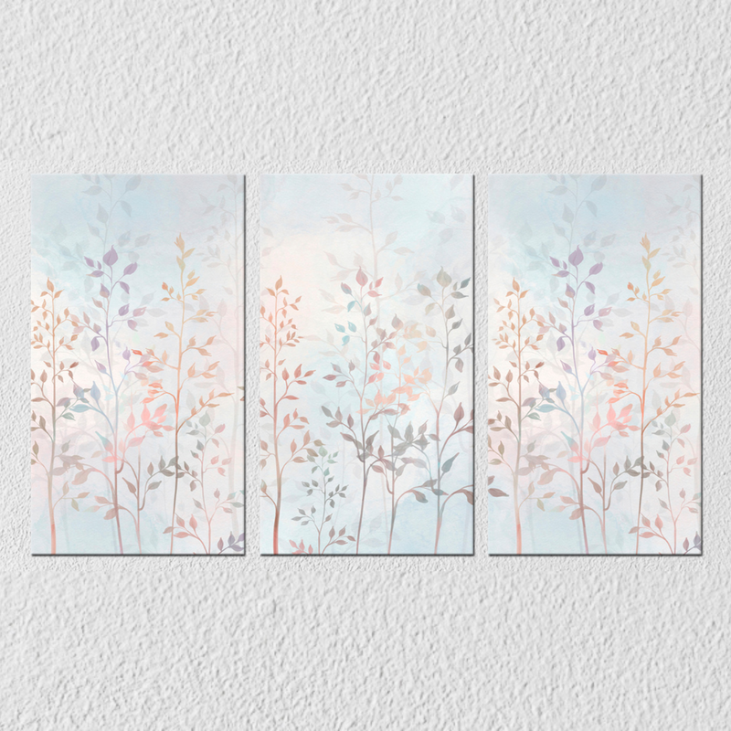 Pastel Plants Wall Art, Set Of 3