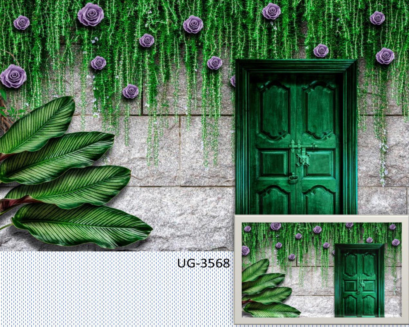 Purple rose and green leaf art