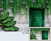 Purple rose and green leaf art