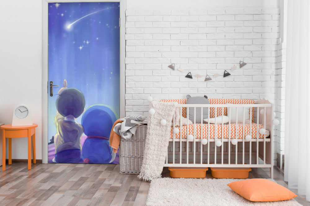 Doremon Waching Sky Anime Self Adhesive Sticker For Door